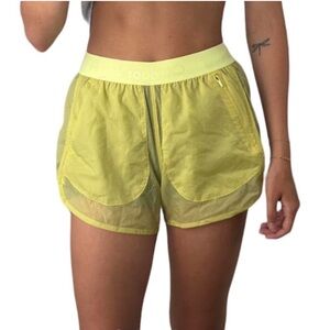 Outdoor Voices Running Shorts Lime Yellow- Sheer Cover Shorts Size Large